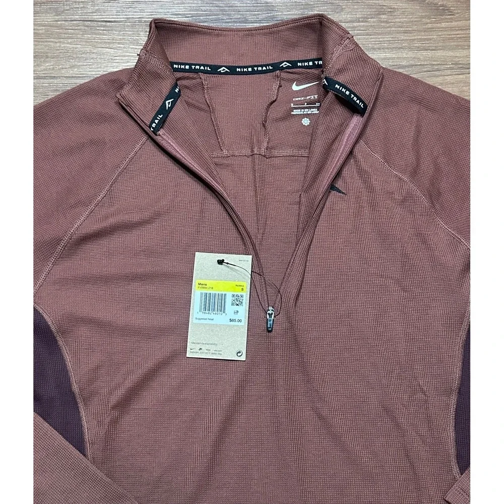 Nike Trail Mens Dri-FIT Half Zip Running Pullover Brown (FV9994-218) Sz S